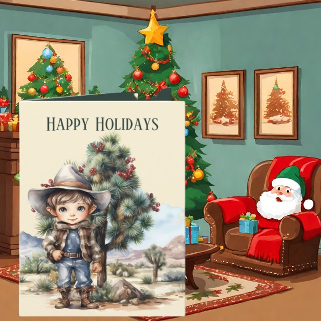 Tarjeta Festiva Navidades festivos Cowboy occidental agrega texto (Subido por el creador)