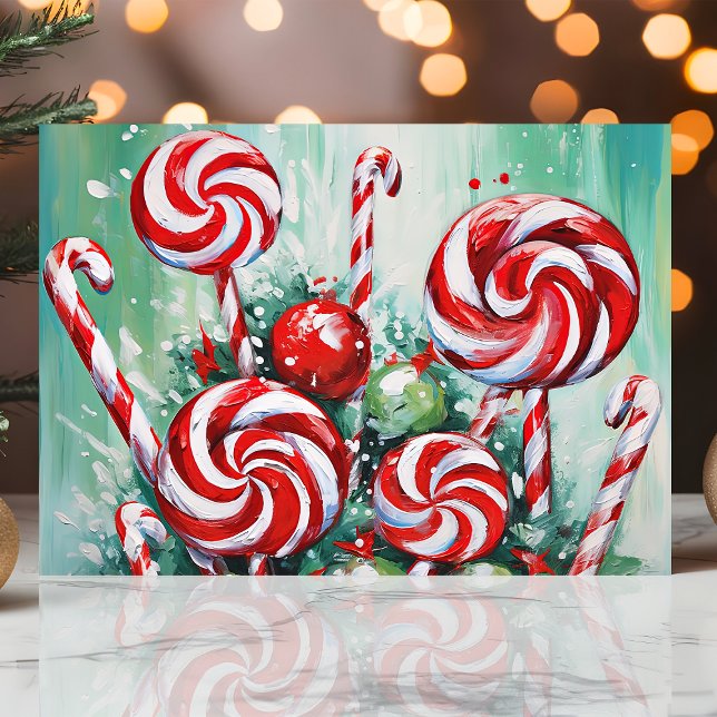 Tarjeta Festiva Navidades festivos de caña de caña y menta (Subido por el creador)