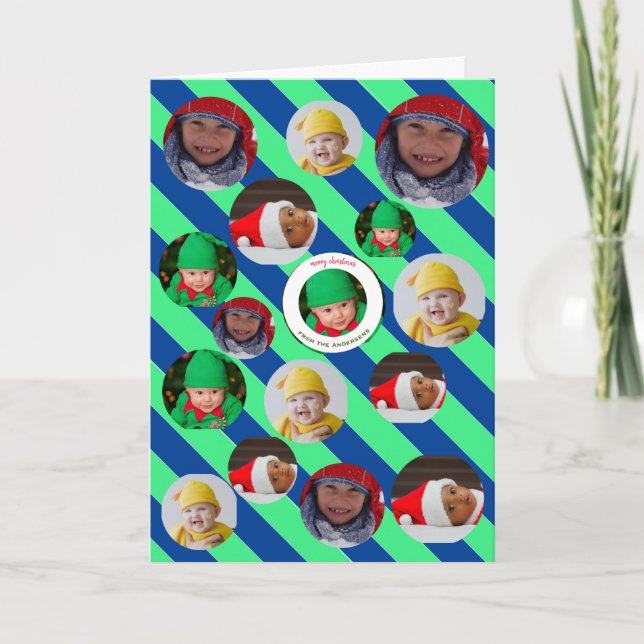 Tarjeta Festiva Navidades festivos de cuatro fotos 🎄 personalizad (Anverso)
