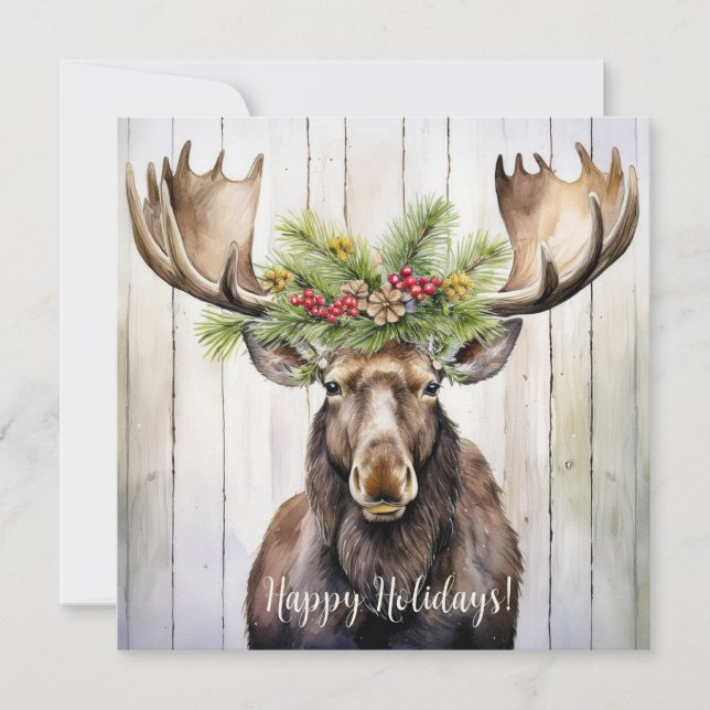 Tarjeta Festiva Navidades festivos de Moose (Anverso)