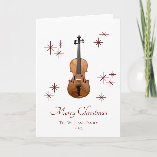 Tarjeta Festiva Navidades festivos de violín de instrumentos music (Anverso)
