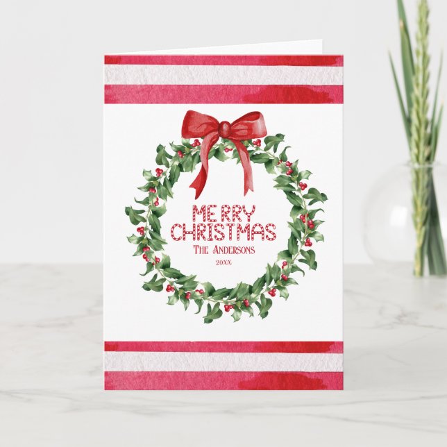 Tarjeta Festiva Navidades festivos de Wreath Red Boq Coquette (Anverso)