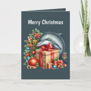 Tarjeta Festiva Navidades festivos delfín personalizable