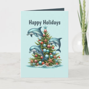 Tarjeta Festiva Navidades festivos delfín personalizable