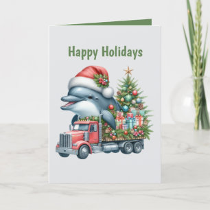 Tarjeta Festiva Navidades festivos delfín personalizable