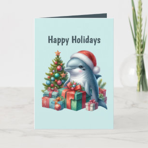 Tarjeta Festiva Navidades festivos delfín personalizable