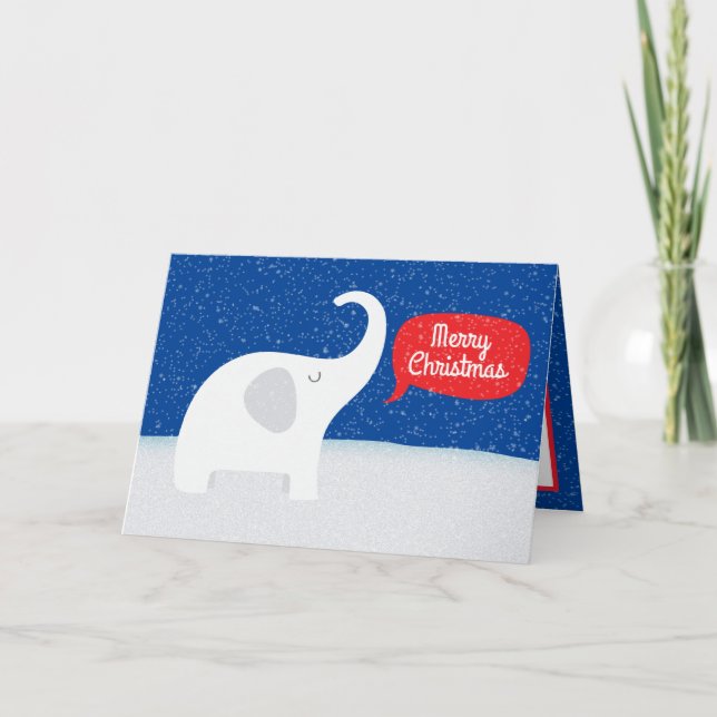 Tarjeta Festiva Navidades festivos elefantes blancos añaden sentim (Anverso)