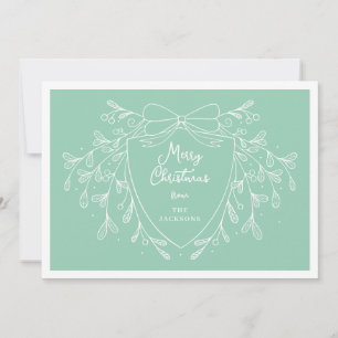 Tarjeta Festiva Navidades festivos escudo línea arte mistletoe men