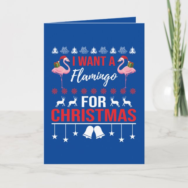 Tarjeta Festiva Navidades festivos flamingo agregan sentimiento (Anverso)