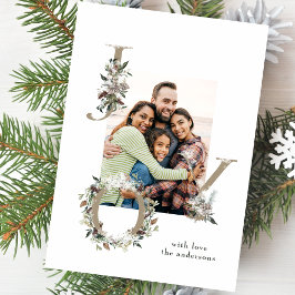 Tarjeta Festiva Navidades festivos Floral Alphabet JOY Photo