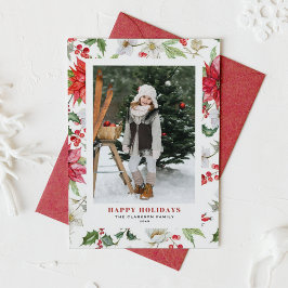 Tarjeta Festiva Navidades festivos foto de patrón floral de invier