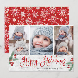 Tarjeta Festiva Navidades festivos Holly Berry Rustic 5 FOTO