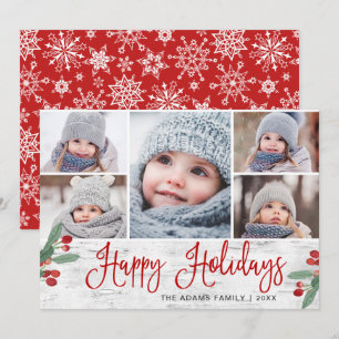 Tarjeta Festiva Navidades festivos Holly Berry Rustic 5 FOTO