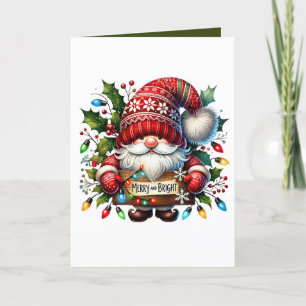 Tarjeta Festiva Navidades festivos Merry Bright Gnome agregar mens