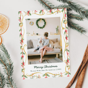 Tarjeta Festiva Navidades festivos modelo Garland & Bow 1 foto