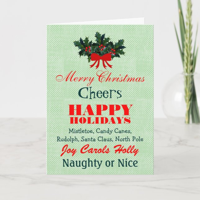 Tarjeta Festiva Navidades festivos Palabras que dicen citas person (Anverso)