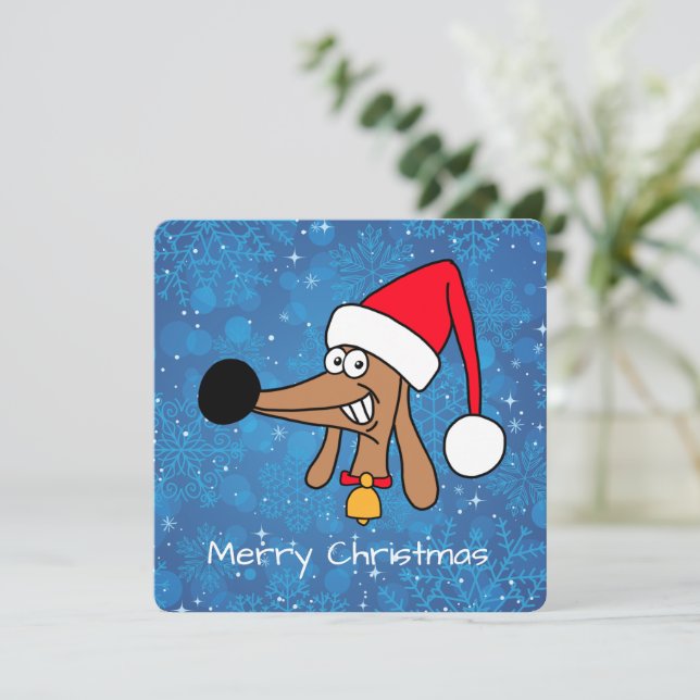 Tarjeta Festiva Navidades festivos Perro Dachshund (Anverso de pie)
