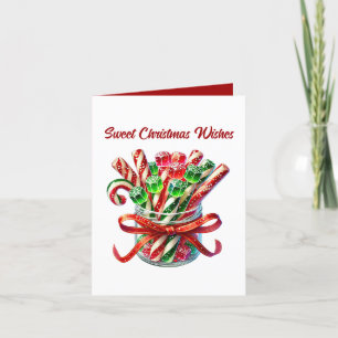 Tarjeta Festiva Navidades festivos personalizable caramelos