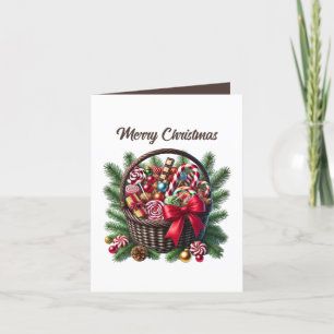 Tarjeta Festiva Navidades festivos personalizable cesta de caramel