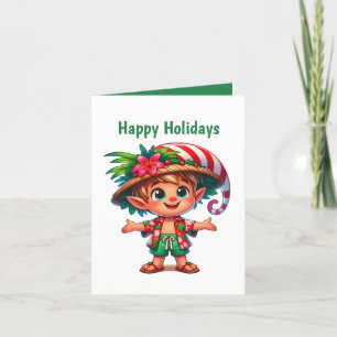 Tarjeta Festiva Navidades festivos personalizable de elfo en la pl