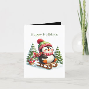 Tarjeta Festiva Navidades festivos pingüinos felices