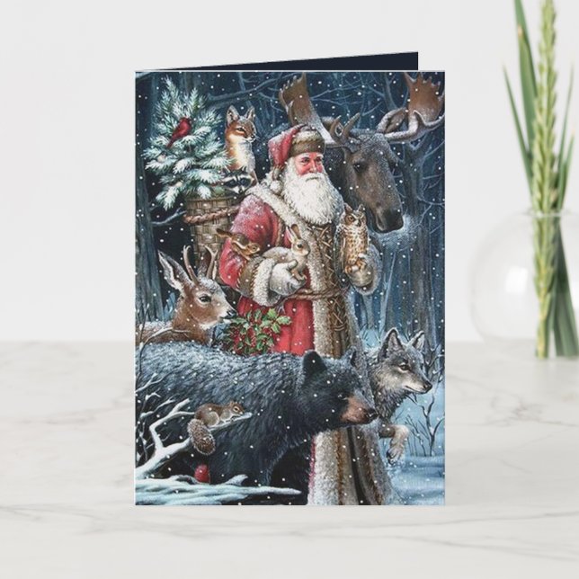 Tarjeta Festiva navidades festivos Santa agrega sentimiento (Anverso)