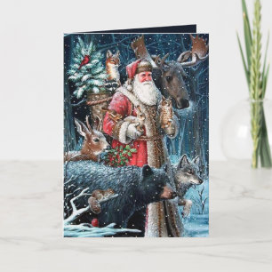 Tarjeta Festiva navidades festivos Santa agrega sentimiento