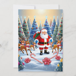 Tarjeta Festiva Navidades festivos se maravillan con Santa y los r