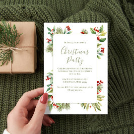 Tarjeta Festiva Navidades Fiesta Botanical Holly Greenery