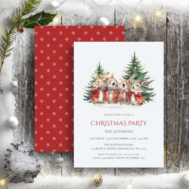 Tarjeta Festiva Navidades Fiesta Cute Divertidos conejitos Invitac (Subido por el creador)