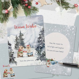Tarjeta Festiva Navidades Fiestas del té de ratones cómodos