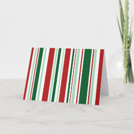 Tarjeta Festiva Navidades Fiestas Rojas, Verdes, Rayas Blancas