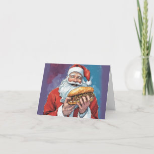Tarjeta Festiva Navidades Filadelfia comiendo cheesesteak