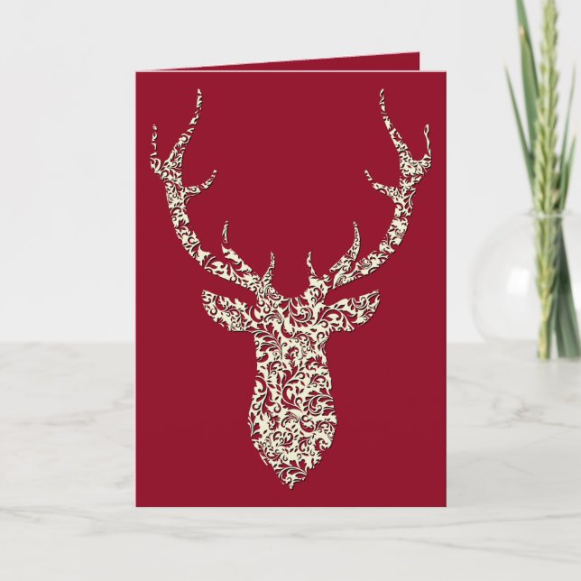 Tarjeta Festiva Navidades Filigree Deer (Anverso)