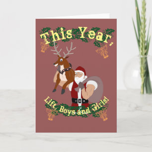 Tarjeta Festiva Navidades fitness Año Nuevo santa y reno