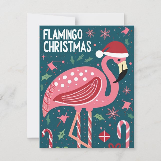TARJETA FESTIVA NAVIDADES FLAMINGO (Anverso)