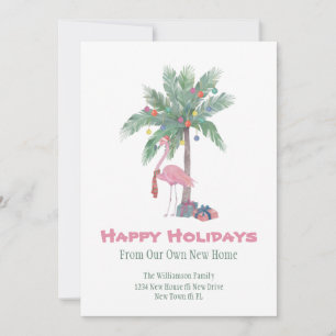 Tarjeta Festiva Navidades Flamingo Nuevo Hogar Felices Fiestas