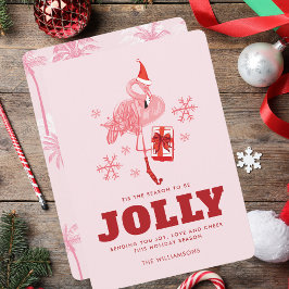 Tarjeta Festiva Navidades Flamingo Tropical Beach
