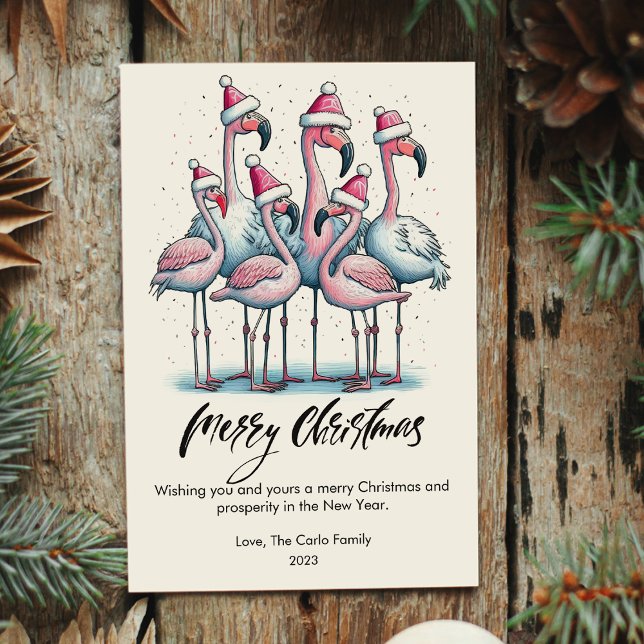 Tarjeta Festiva Navidades Flamingos modernos de los amantes de la  (Subido por el creador)
