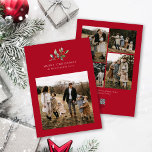 Tarjeta Festiva Navidades Floral de color de agua cinco Collages d<br><div class="desc">La tarjeta navideña de cinco Collages de fotos acuáticos de navidades Watercolor Floral cuenta con un hermoso ilustracion acuático de vegetación de temporada y bayas huecas,  junto con cinco fotos.</div>
