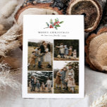 Tarjeta Festiva Navidades Floral de color de agua cinco Collages d<br><div class="desc">La tarjeta navideña de cinco Collages de fotos acuáticos de navidades Watercolor Floral cuenta con un hermoso ilustracion acuático de vegetación de temporada y bayas huecas,  junto con cinco fotos.</div>