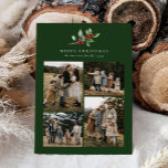 Tarjeta Festiva Navidades Floral de color de agua cinco Collages d<br><div class="desc">La tarjeta navideña de cinco Collages de fotos acuáticos de navidades Watercolor Floral cuenta con un hermoso ilustracion acuático de vegetación de temporada y bayas huecas,  junto con cinco fotos.</div>