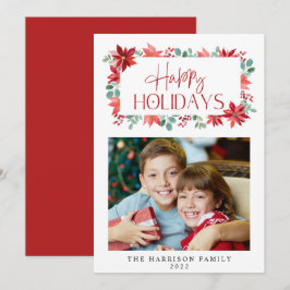 Tarjeta Festiva Navidades Floral Eucalyptus Watercolor Photo