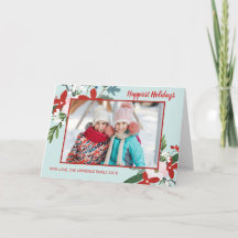 Navidades Floral Red Aqua Holiday Photo