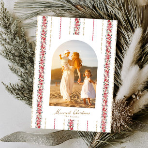Tarjeta Festiva navidades florales de invierno deseos felices