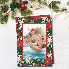Tarjeta Festiva Navidades florales de Poinsettia