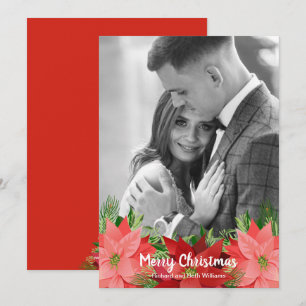 Tarjeta Festiva Navidades florales de Poinsettias Foto