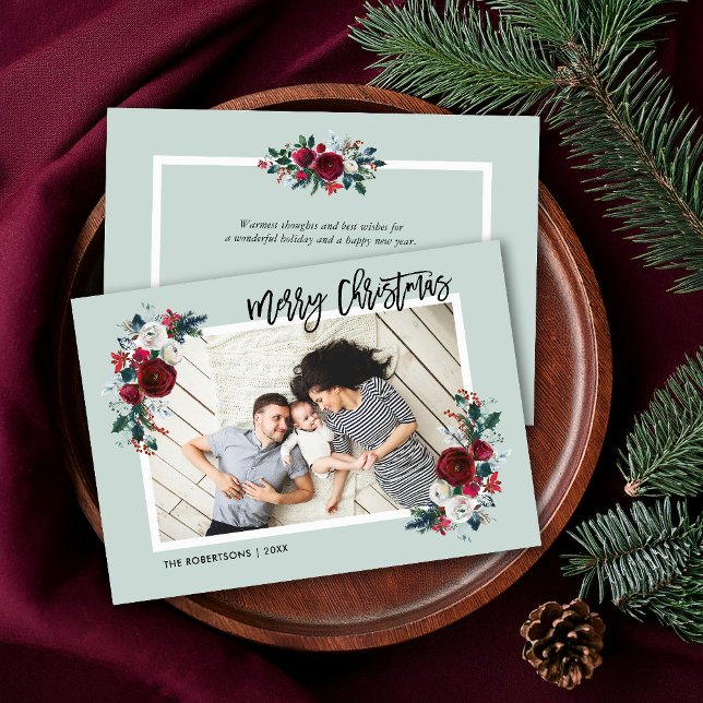 Tarjeta Festiva Navidades florales de vacaciones | Saludo al revés (Subido por el creador)