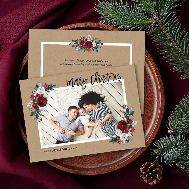 Tarjeta Festiva Navidades florales de vacaciones | Saludo al revés (Subido por el creador)