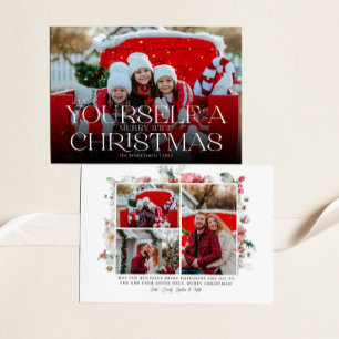 Tarjeta Festiva Navidades florales modernos de fotografía completa